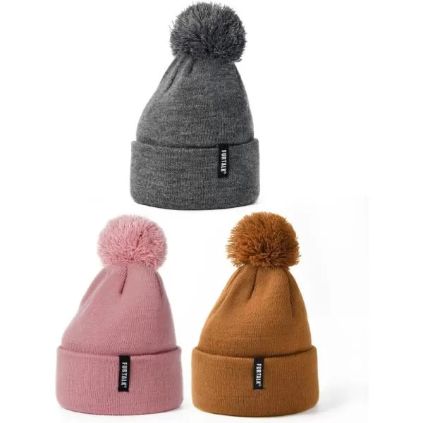 FURTALK Toddler Winter Hat Baby Boys Girls Pom Pom Beanie Hat Double Layer Kids Knit Winter Pom Hats