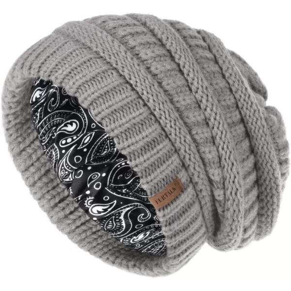 FURTALK Winter Beanie Hat for Women Satin Lined Cable Knit Chunky Slouchy Beanies Skull Warm Cap