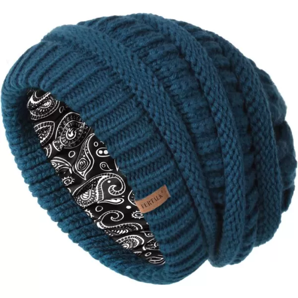 FURTALK Winter Beanie Hat for Women Satin Lined Cable Knit Chunky Slouchy Beanies Skull Warm Cap