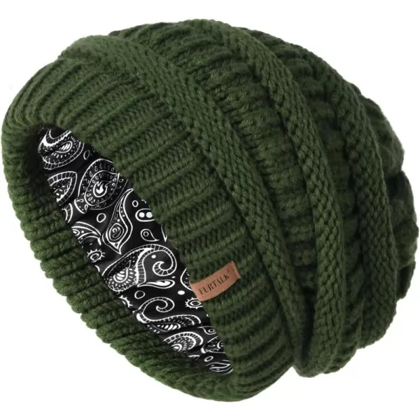 FURTALK Winter Beanie Hat for Women Satin Lined Cable Knit Chunky Slouchy Beanies Skull Warm Cap