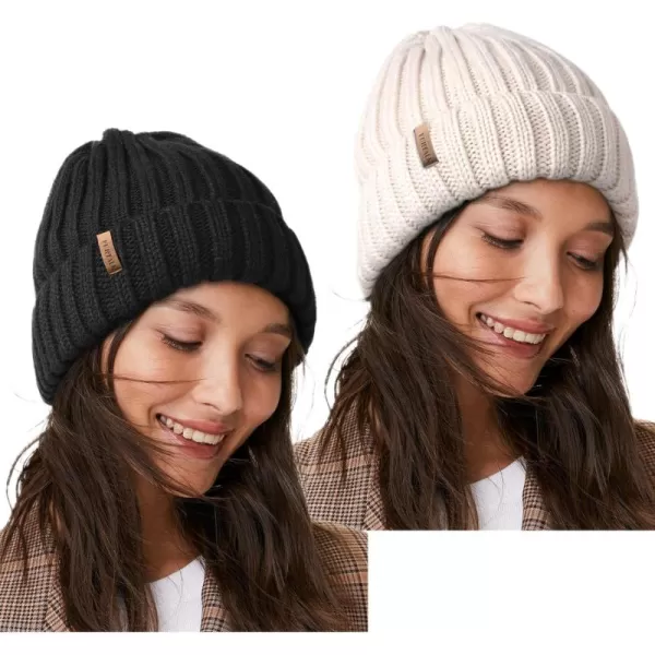 FURTALK Winter Hats for Women Fleece Lined Beanie Knit Chunky Womens Snow Cap