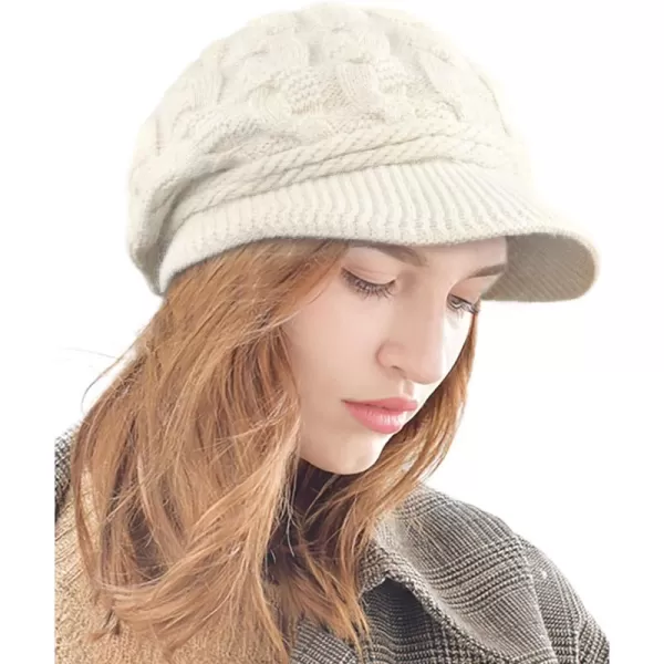 FURTALK Winter Knit Hats with Visor Brim Double Soft Lining for Women Warm Stylish Beanie Hats Slouchy Snow Caps