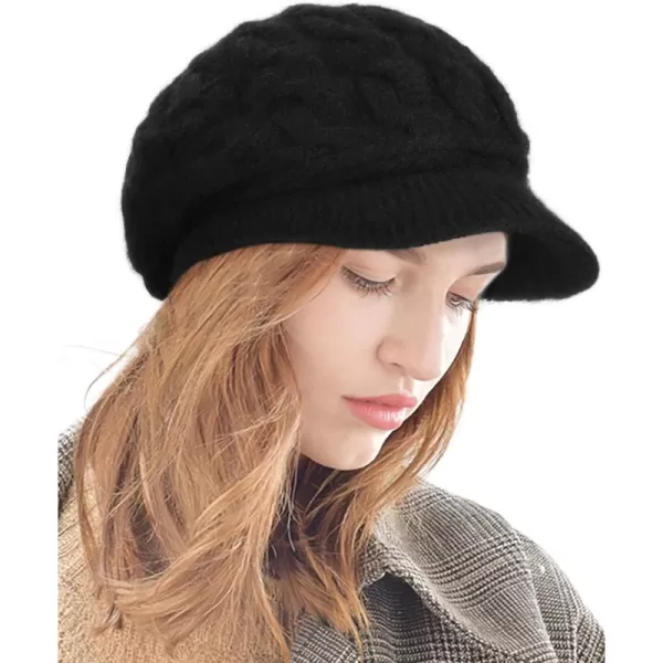 FURTALK Winter Knit Hats with Visor Brim Double Soft Lining for Women Warm Stylish Beanie Hats Slouchy Snow Caps