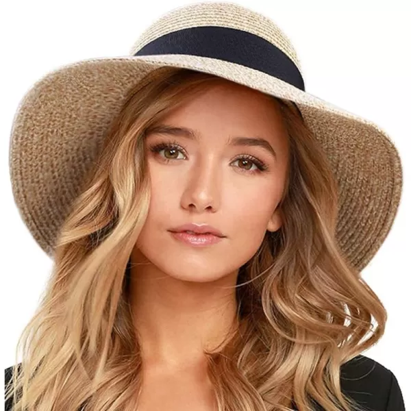 FURTALK Womens Beach Sun Straw Hat UV UPF50 Travel Foldable Brim Summer UV Hat