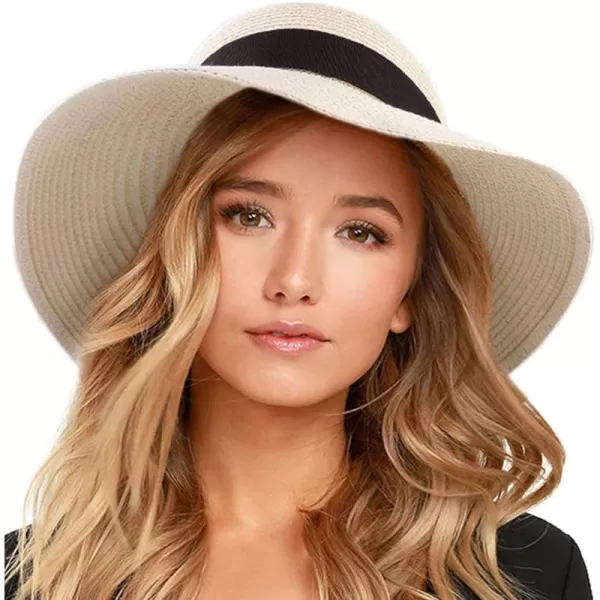FURTALK Womens Beach Sun Straw Hat UV UPF50 Travel Foldable Brim Summer UV Hat