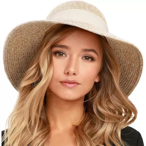 FURTALK Womens Beach Sun Straw Hat UV UPF50 Travel Foldable Brim Summer UV Hat