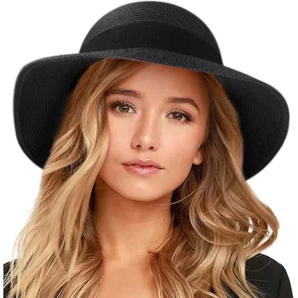 FURTALK Womens Beach Sun Straw Hat UV UPF50 Travel Foldable Brim Summer UV Hat