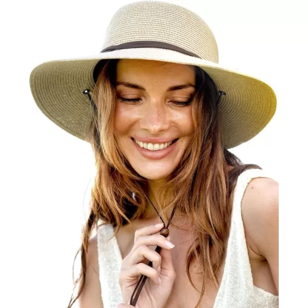 FURTALK Womens Wide Brim Sun Hat with Wind Lanyard UPF Summer Straw Sun Hats for Women