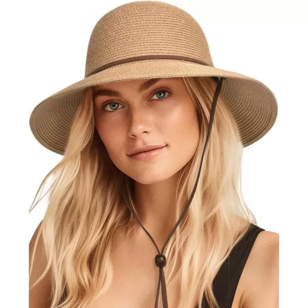 FURTALK Womens Wide Brim Sun Hat with Wind Lanyard UPF Summer Straw Sun Hats for Women
