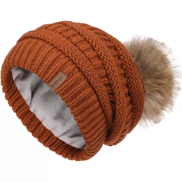 FURTALK Womens Winter Hat Fleece Lined Slouchy Beanie for Women Knitted Winter Pom Pom Hats with Double Lined