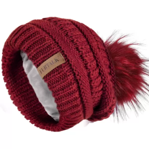FURTALK Womens Winter Hat Fleece Lined Slouchy Beanie for Women Knitted Winter Pom Pom Hats with Double Lined