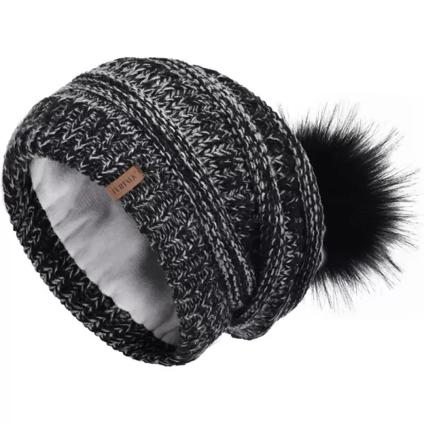 FURTALK Womens Winter Hat Fleece Lined Slouchy Beanie for Women Knitted Winter Pom Pom Hats with Double Lined