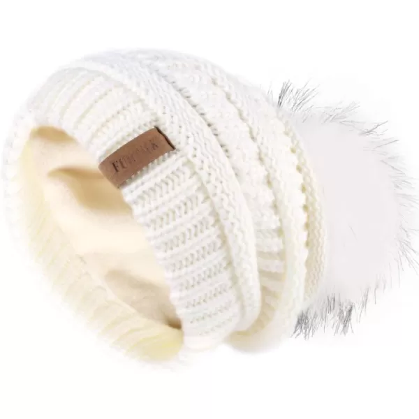 FURTALK Womens Winter Hat Fleece Lined Slouchy Beanie for Women Knitted Winter Pom Pom Hats with Double Lined