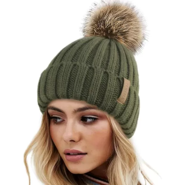 FURTALK Womens Winter Knitted Beanie Hat with Faux Fur Pom Warm Knit Skull Cap Beanie for Women…