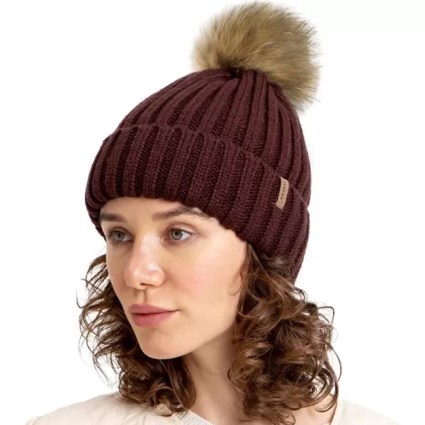 FURTALK Womens Winter Knitted Beanie Hat with Faux Fur Pom Warm Knit Skull Cap Beanie for Women…
