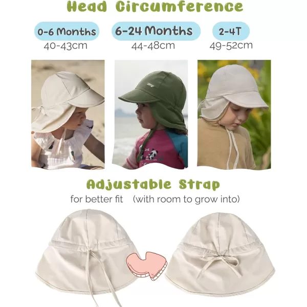 FURTALK Baby Sun Hat UPF 50+ Adjustable Baby Boys Girls Quick Drying Summer Beach Hat with Neck Flap for Traveling Swim Hat