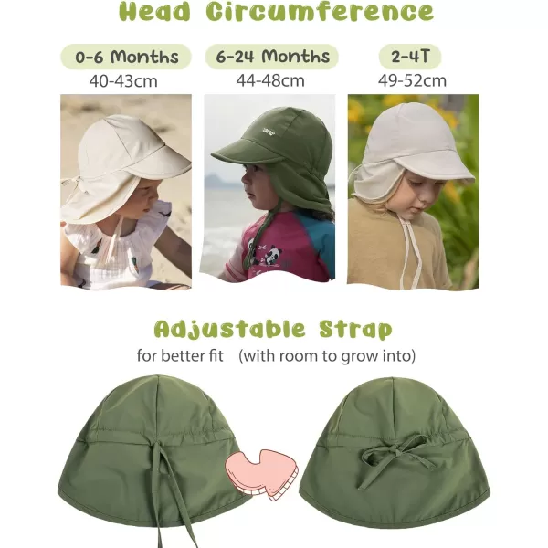 FURTALK Baby Sun Hat UPF 50+ Adjustable Baby Boys Girls Quick Drying Summer Beach Hat with Neck Flap for Traveling Swim Hat