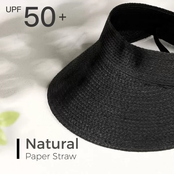 FURTALK Sun Visor Hats for Women Wide Brim Straw Visors Womens Foldable Beach Visors Summer Roll Up Ponytail Beach Hat
