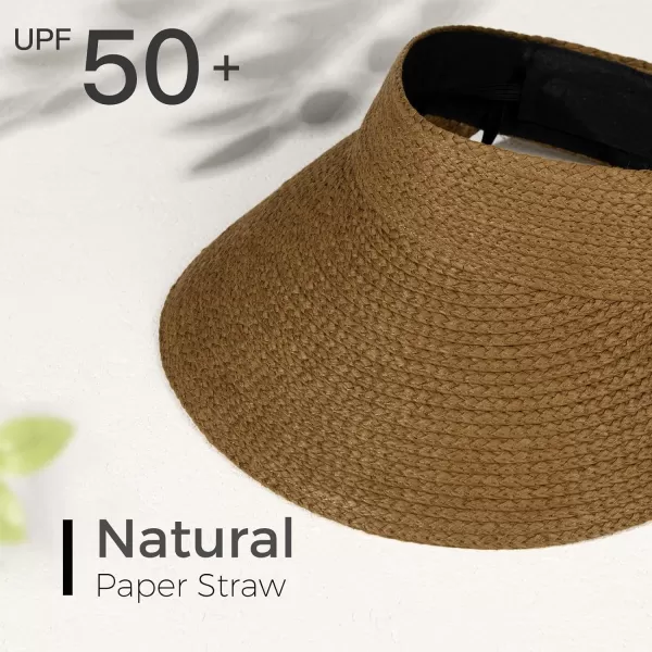FURTALK Sun Visor Hats for Women Wide Brim Straw Visors Womens Foldable Beach Visors Summer Roll Up Ponytail Beach Hat