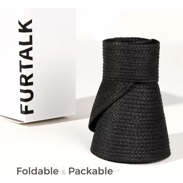 FURTALK Sun Visor Hats for Women Wide Brim Straw Visors Womens Foldable Beach Visors Summer Roll Up Ponytail Beach Hat