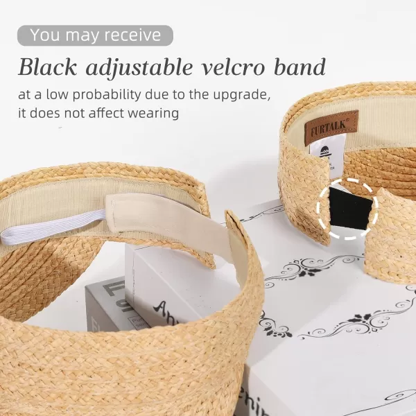 FURTALK Sun Visor Hats for Women Wide Brim Straw Visors Womens Foldable Beach Visors Summer Roll Up Ponytail Beach Hat