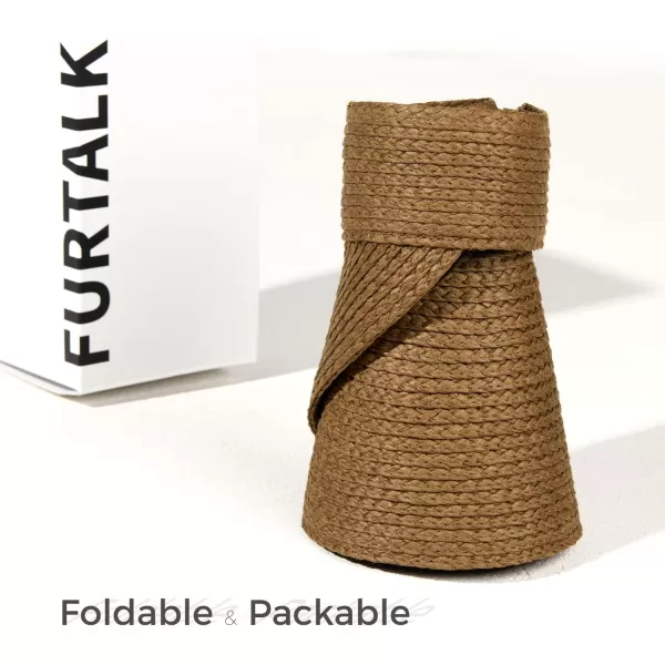 FURTALK Sun Visor Hats for Women Wide Brim Straw Visors Womens Foldable Beach Visors Summer Roll Up Ponytail Beach Hat