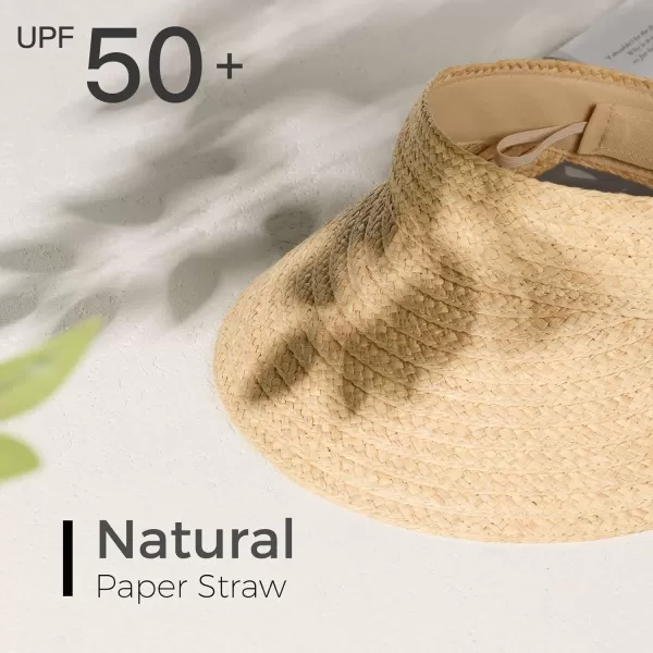 FURTALK Sun Visor Hats for Women Wide Brim Straw Visors Womens Foldable Beach Visors Summer Roll Up Ponytail Beach Hat