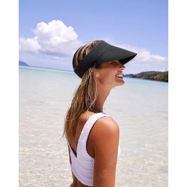 FURTALK Womens Sun Visor Hat Straw Sun Visors for Women Summer Packable Ponytail Beach Hats for Women Travel UPF 50+