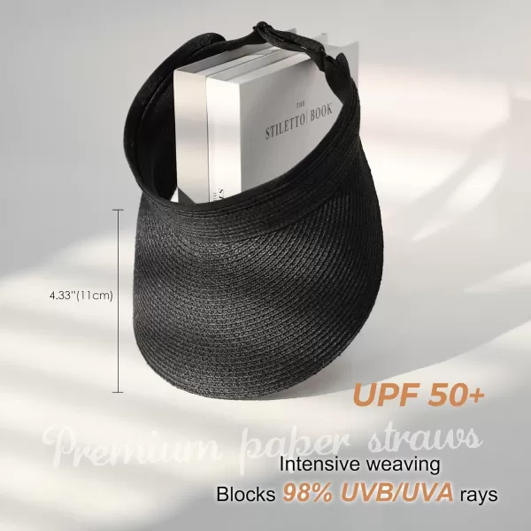 FURTALK Womens Sun Visor Hat Straw Sun Visors for Women Summer Packable Ponytail Beach Hats for Women Travel UPF 50+