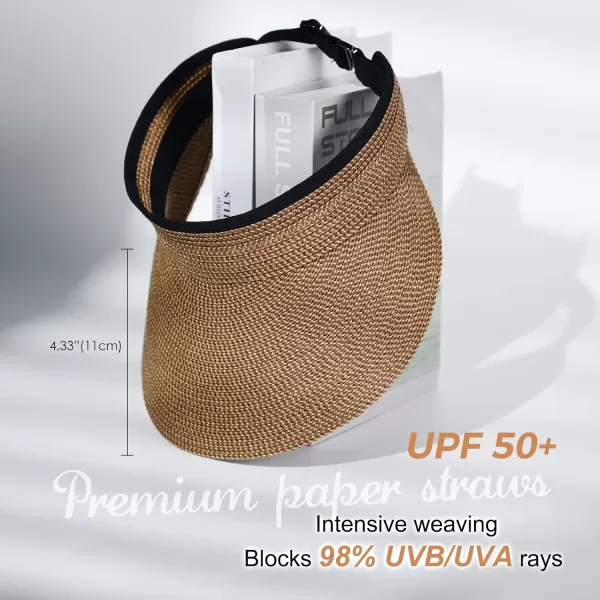 FURTALK Womens Sun Visor Hat Straw Sun Visors for Women Summer Packable Ponytail Beach Hats for Women Travel UPF 50+