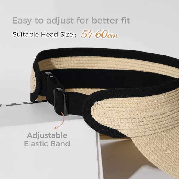 FURTALK Womens Sun Visor Hat Straw Sun Visors for Women Summer Packable Ponytail Beach Hats for Women Travel UPF 50+