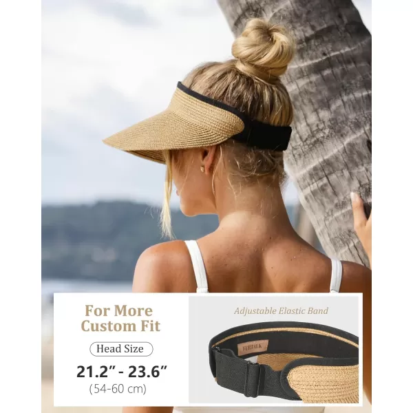 FURTALK Womens Sun Visor Hat Straw Sun Visors for Women Summer Packable Ponytail Beach Hats for Women Travel UPF 50+