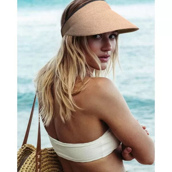 FURTALK Womens Sun Visor Hat Straw Sun Visors for Women Summer Packable Ponytail Beach Hats for Women Travel UPF 50+