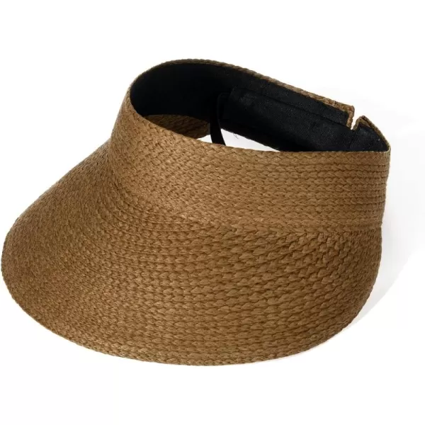 FURTALK Sun Visor Hats for Women Wide Brim Straw Visors Womens Foldable Beach Visors Summer Roll Up Ponytail Beach Hat