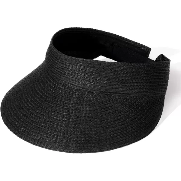 FURTALK Sun Visor Hats for Women Wide Brim Straw Visors Womens Foldable Beach Visors Summer Roll Up Ponytail Beach Hat