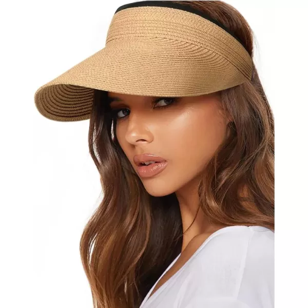FURTALK Womens Sun Visor Hat Straw Sun Visors for Women Summer Packable Ponytail Beach Hats for Women Travel UPF 50+