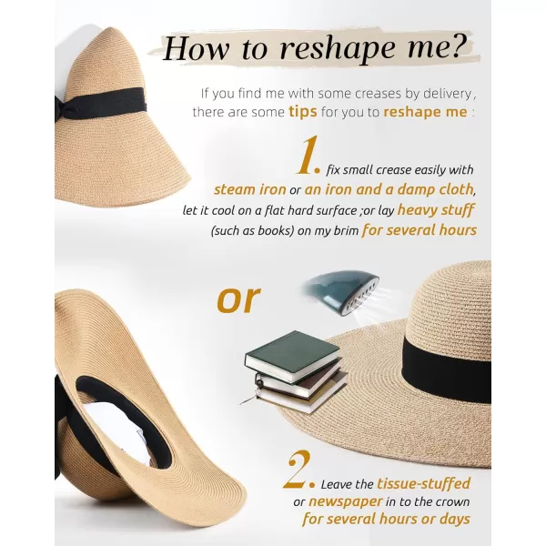 FURTALK Womens Sun Straw Hat Wide Brim UPF 50 Summer Hat Foldable Roll up Floppy Beach Hats for Women