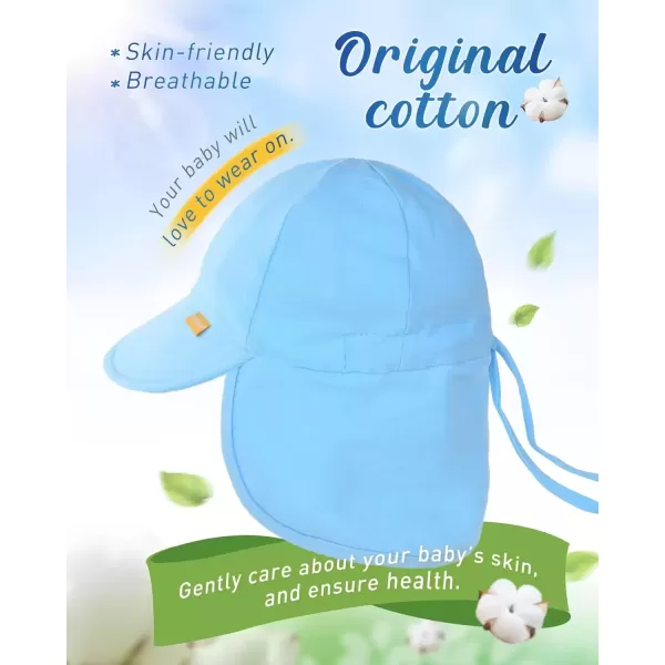 imageFURTALK Baby Sun Hat UPF 50 UV Ray Sun Protection Cotton Toddler Hats for Boys GirlsBlue