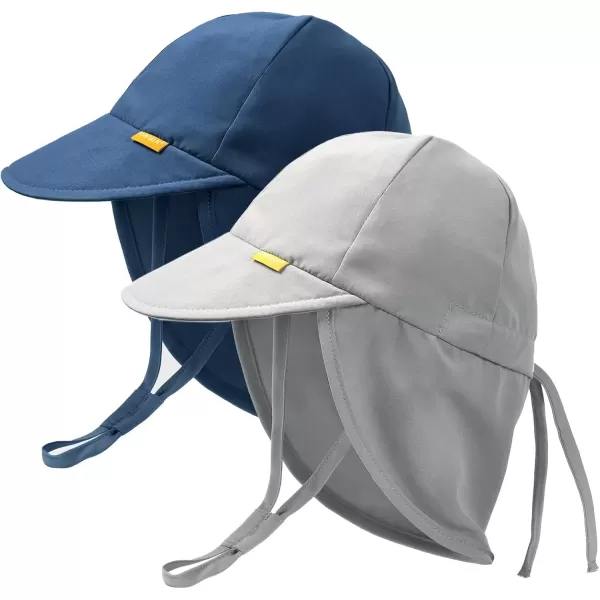 imageFURTALK Baby Sun Hat UV UPF 50 with Flap Ray Protection Toddler Infant Beach Hats for Boys GirlsNavygrey