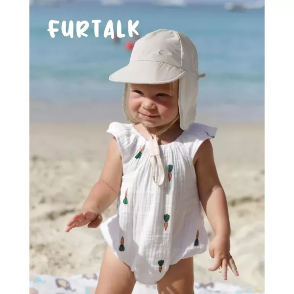 imageFURTALK Baby Sun Hat with Neck Flap UPF 50 Adjustable Baby Boys Girls Summer Beach Hat for Traveling Swim HatBeige
