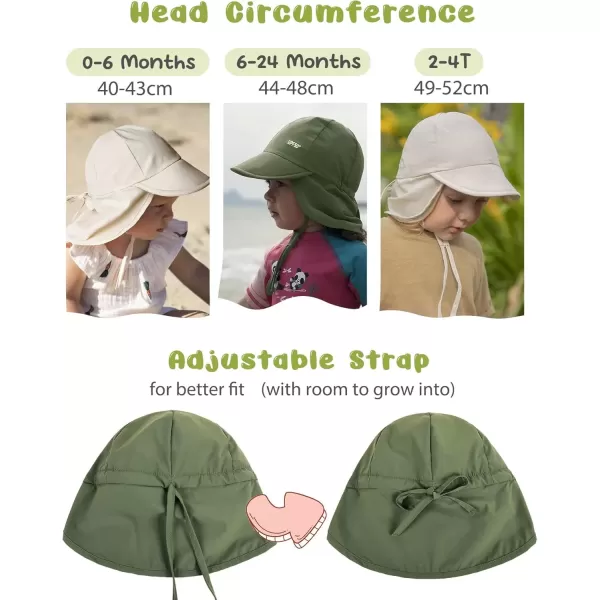 imageFURTALK Baby Sun Hat with Neck Flap UPF 50 Adjustable Baby Boys Girls Summer Beach Hat for Traveling Swim HatGreen
