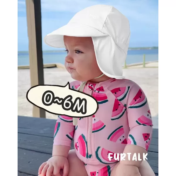 imageFURTALK Baby Sun Hat with Neck Flap UPF 50 Adjustable Baby Boys Girls Summer Beach Hat for Traveling Swim HatWhite