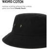 imageFURTALK Bucket Hats for Women Washed Cotton Packable Summer Beach Sun Hats Mens Womens Bucket Hat with Strings for TravelBlack