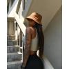 imageFURTALK Bucket Hats for Women Washed Cotton Packable Summer Beach Sun Hats Mens Womens Bucket Hat with Strings for TravelDark Orange