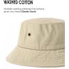 imageFURTALK Bucket Hats for Women Washed Cotton Packable Summer Beach Sun Hats Mens Womens Bucket Hat with Strings for TravelLight Khaki