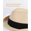 imageFURTALK Fedora Straw Sun Hat for Men Women Foldable Roll Up Short Brim Trilby Hat Panama Beach Hat UPF 50Beige