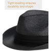 imageFURTALK Fedora Straw Sun Hat for Men Women Foldable Roll Up Short Brim Trilby Hat Panama Beach Hat UPF 50Black
