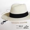 imageFURTALK Womens Mens Wide Brim Straw Panama Hat Fedora Summer Beach Sun Hat UPF Straw Hat for WomenAccream White