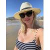 imageFURTALK Womens Mens Wide Brim Straw Panama Hat Fedora Summer Beach Sun Hat UPF Straw Hat for WomenAccream White