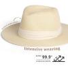 imageFURTALK Womens Mens Wide Brim Straw Panama Hat Fedora Summer Beach Sun Hat UPF Straw Hat for WomenBeigewhite